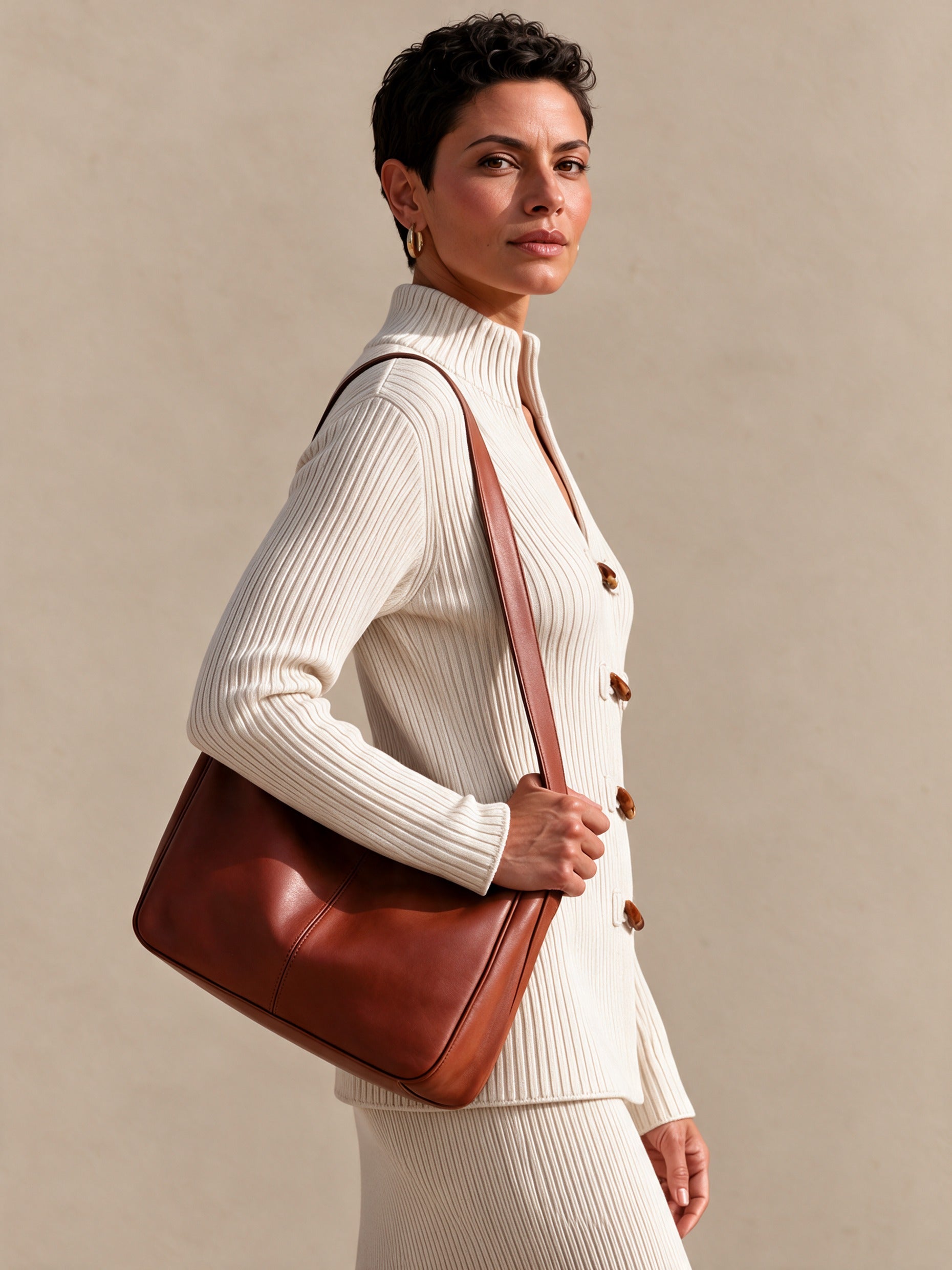 Women's Ribbed Toggle Front Knit Top