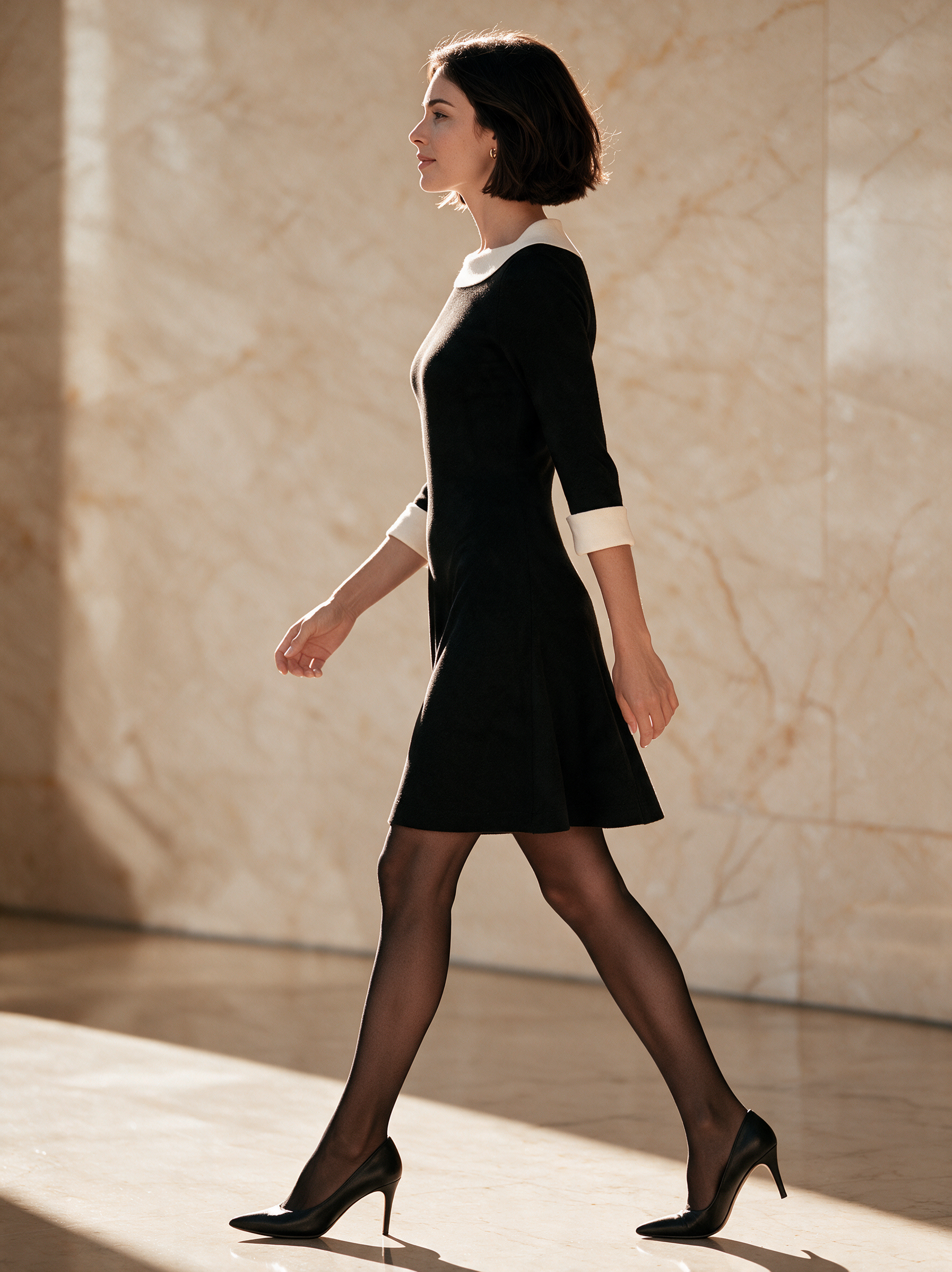 Women’s Elegant Color-Block Boat-Neck Knitted Mini Dress