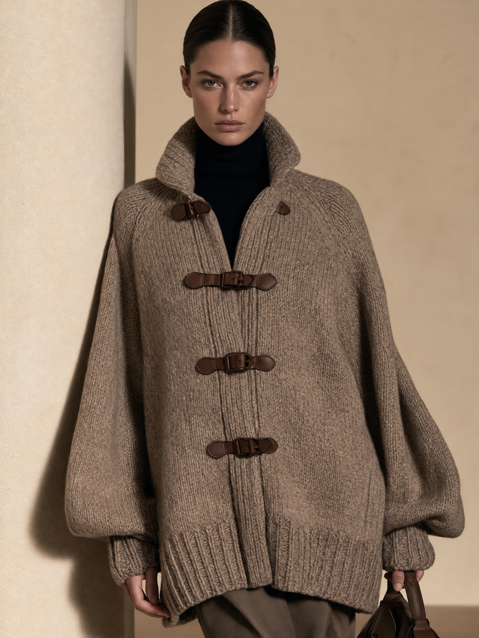 Women's Oversized Toggle-Front Knit Cardigan