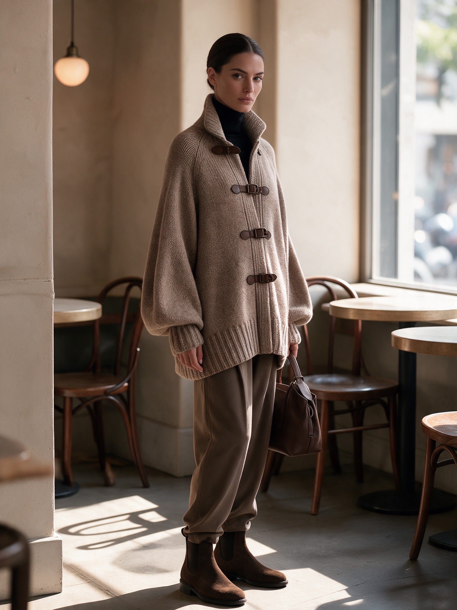 Women's Oversized Toggle-Front Knit Cardigan