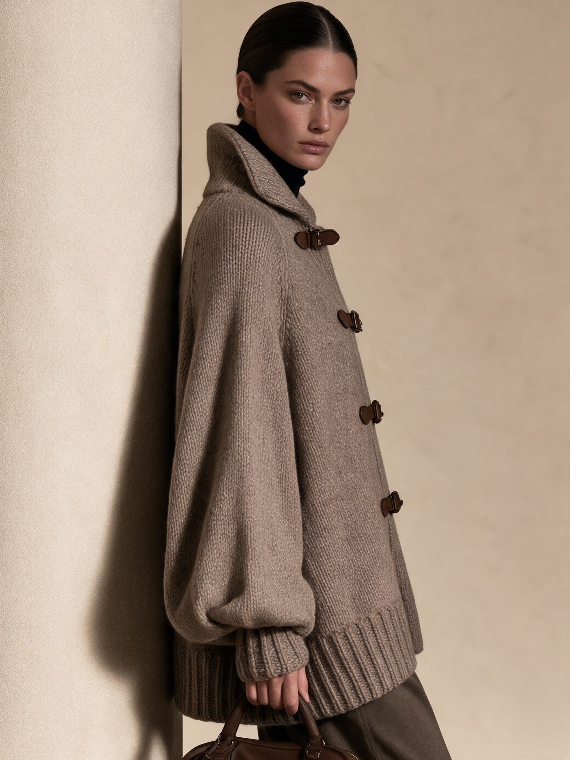 Women's Oversized Toggle-Front Knit Cardigan