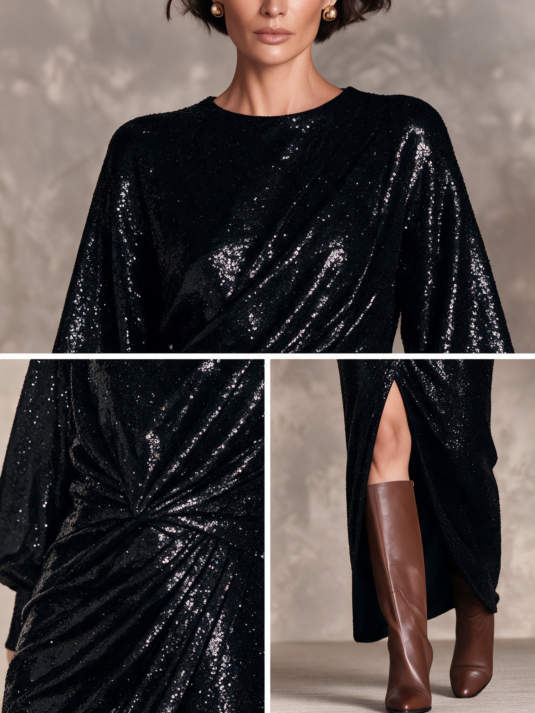 Women's Sequin Slit Maxi Dress