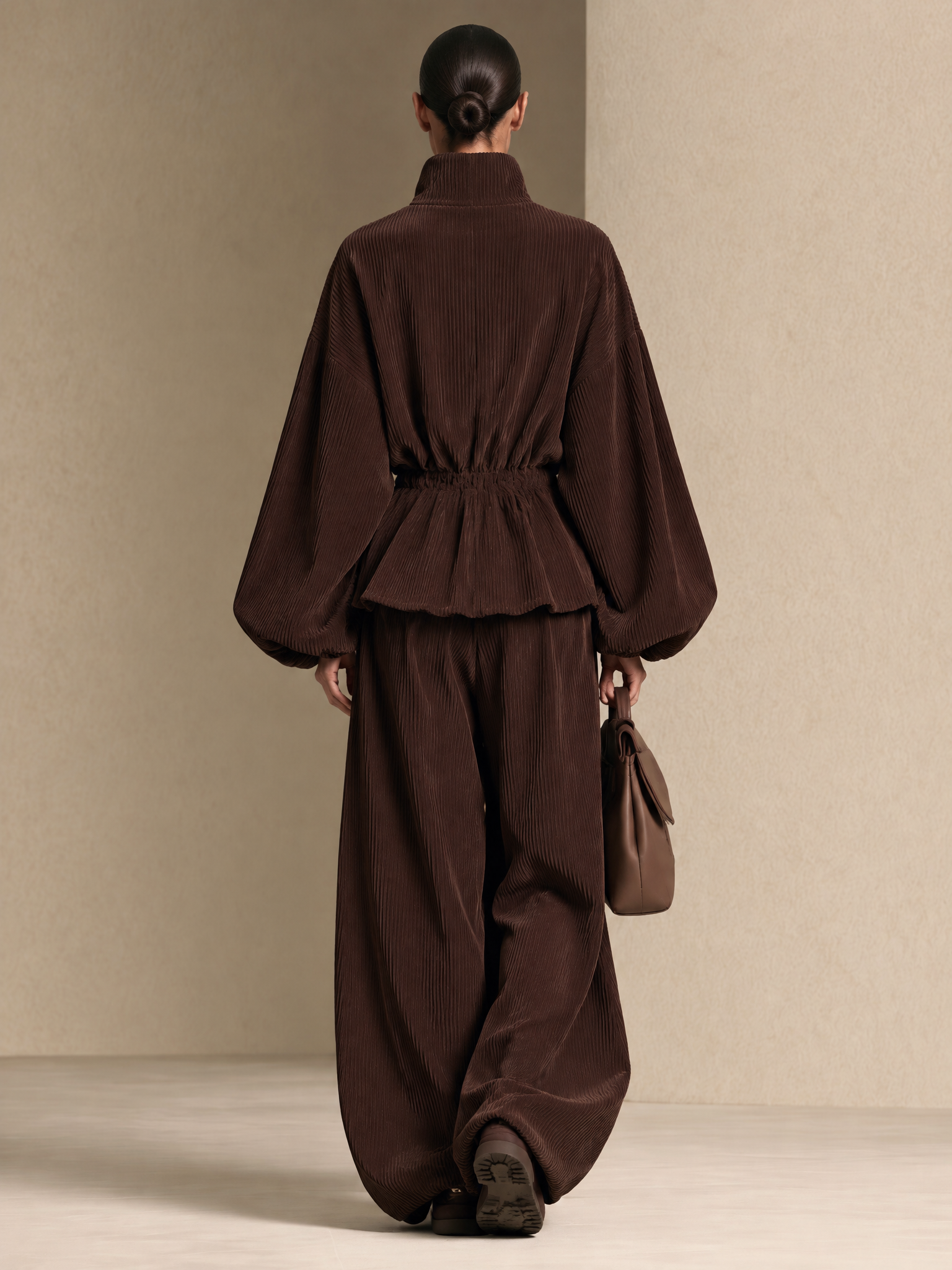 Women's Half-Zip Pullover Sweatshirt And Wide-leg pants Set