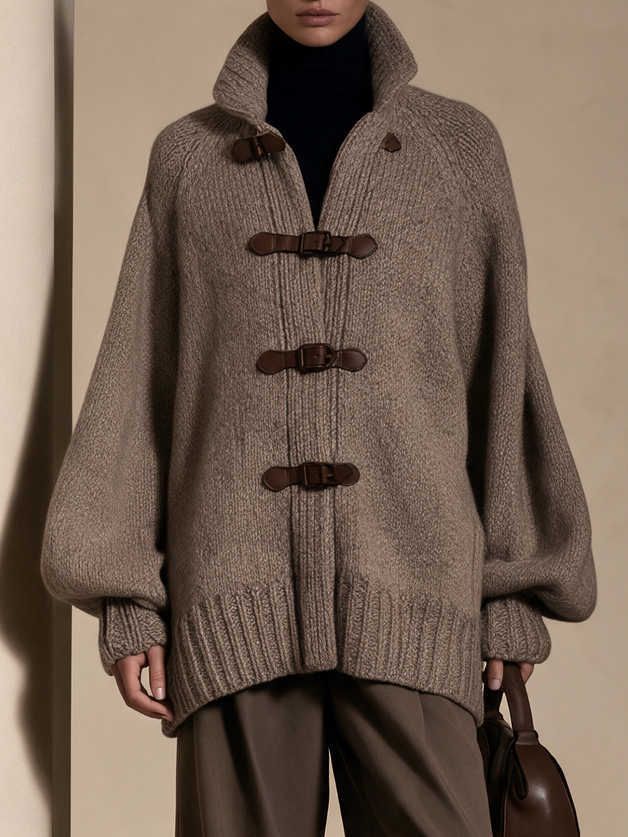 Women's Oversized Toggle-Front Knit Cardigan