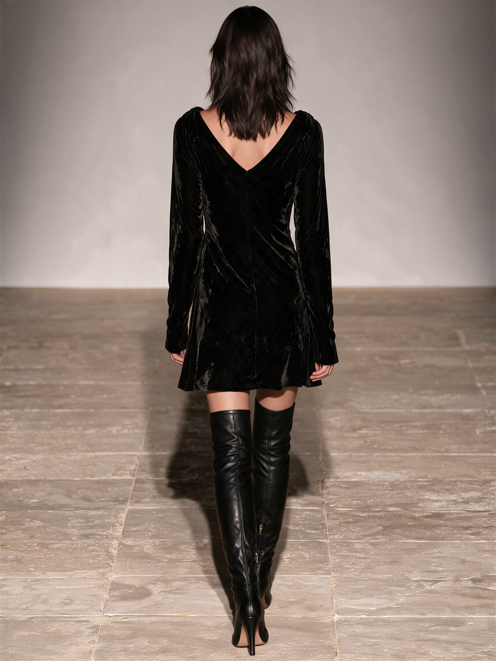 Women's Long Sleeve Cowl Neck Dress