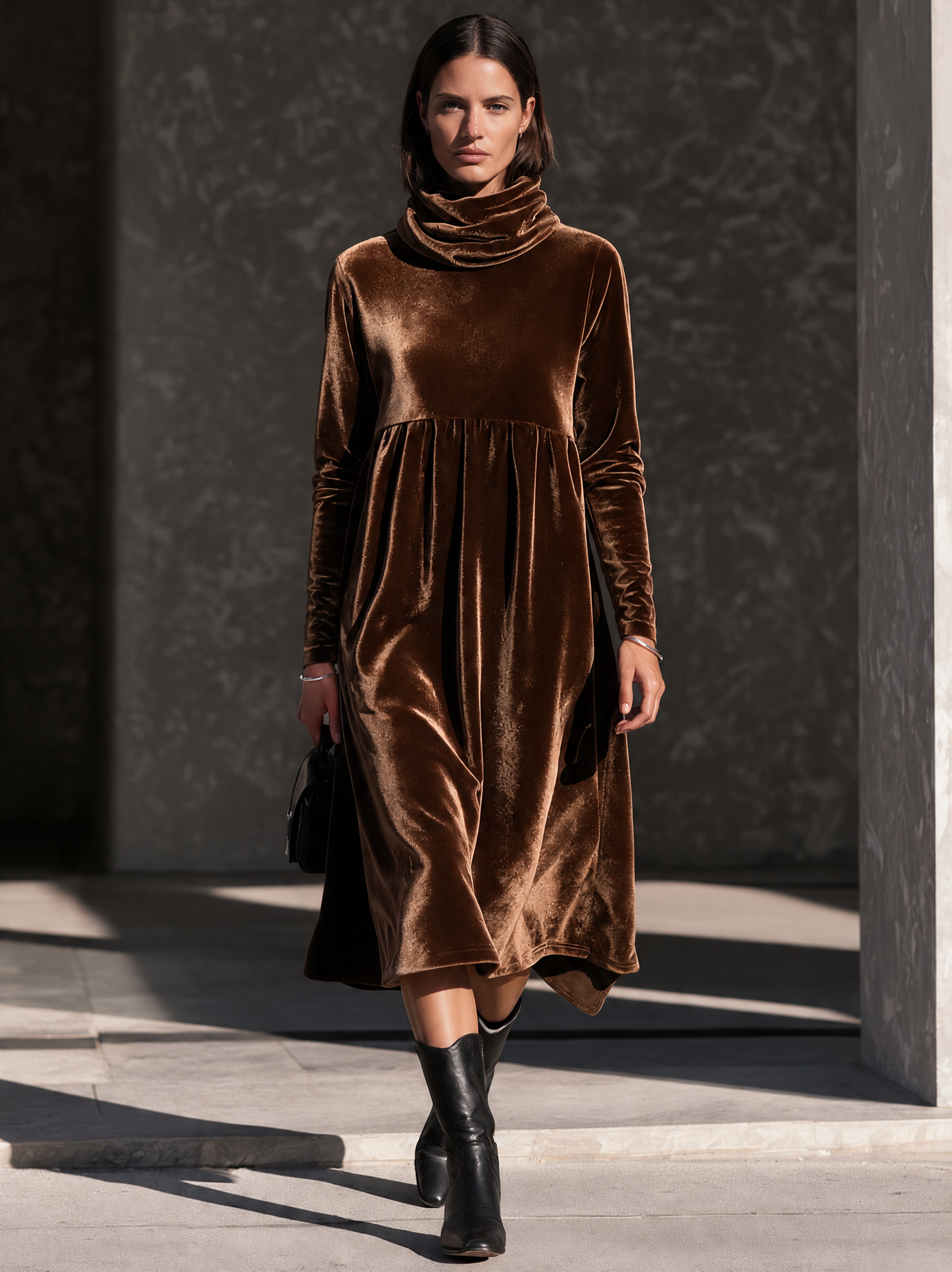 Women’s Elegant Loose-Fit Velvet Midi Dress