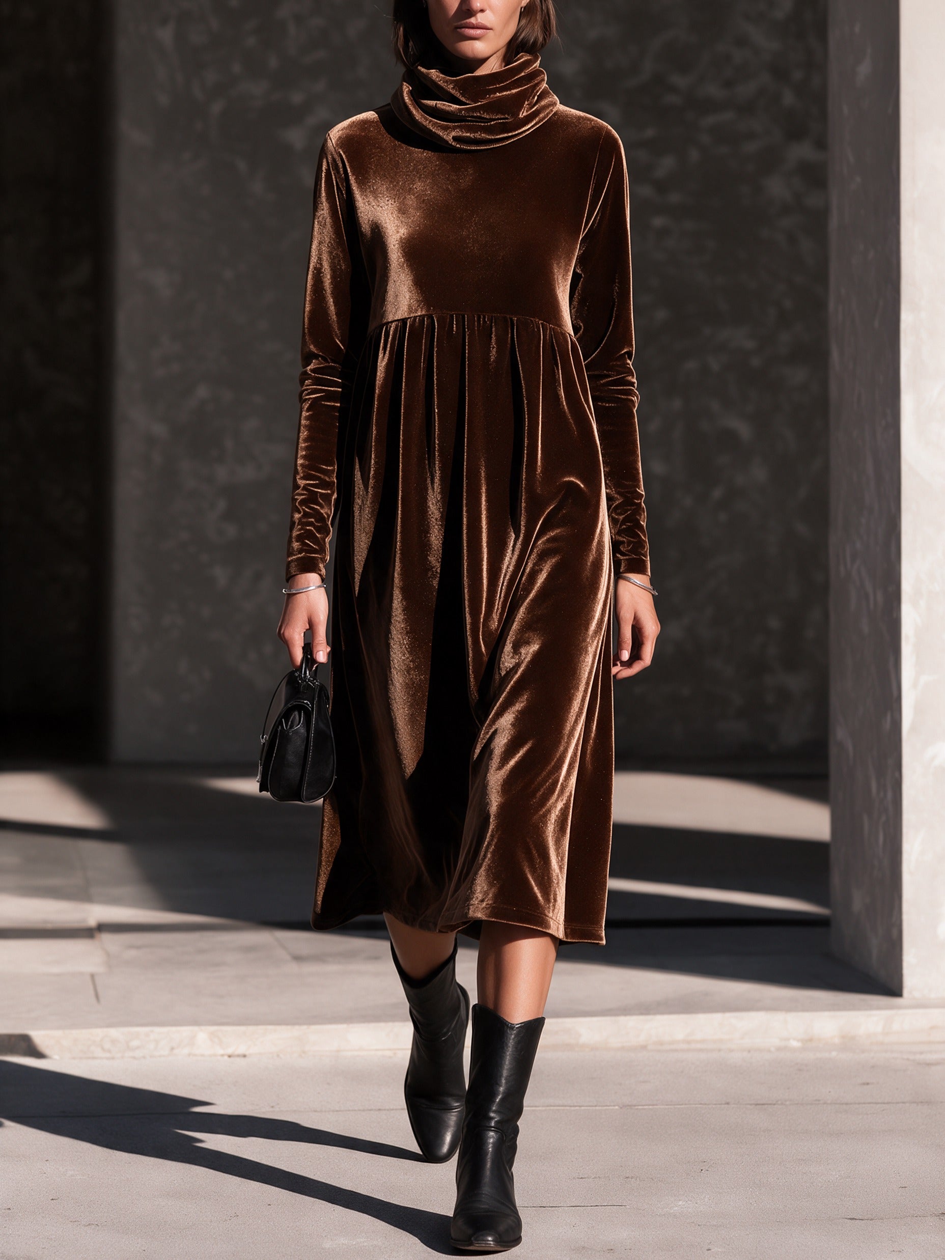 Women’s Elegant Loose-Fit Velvet Midi Dress