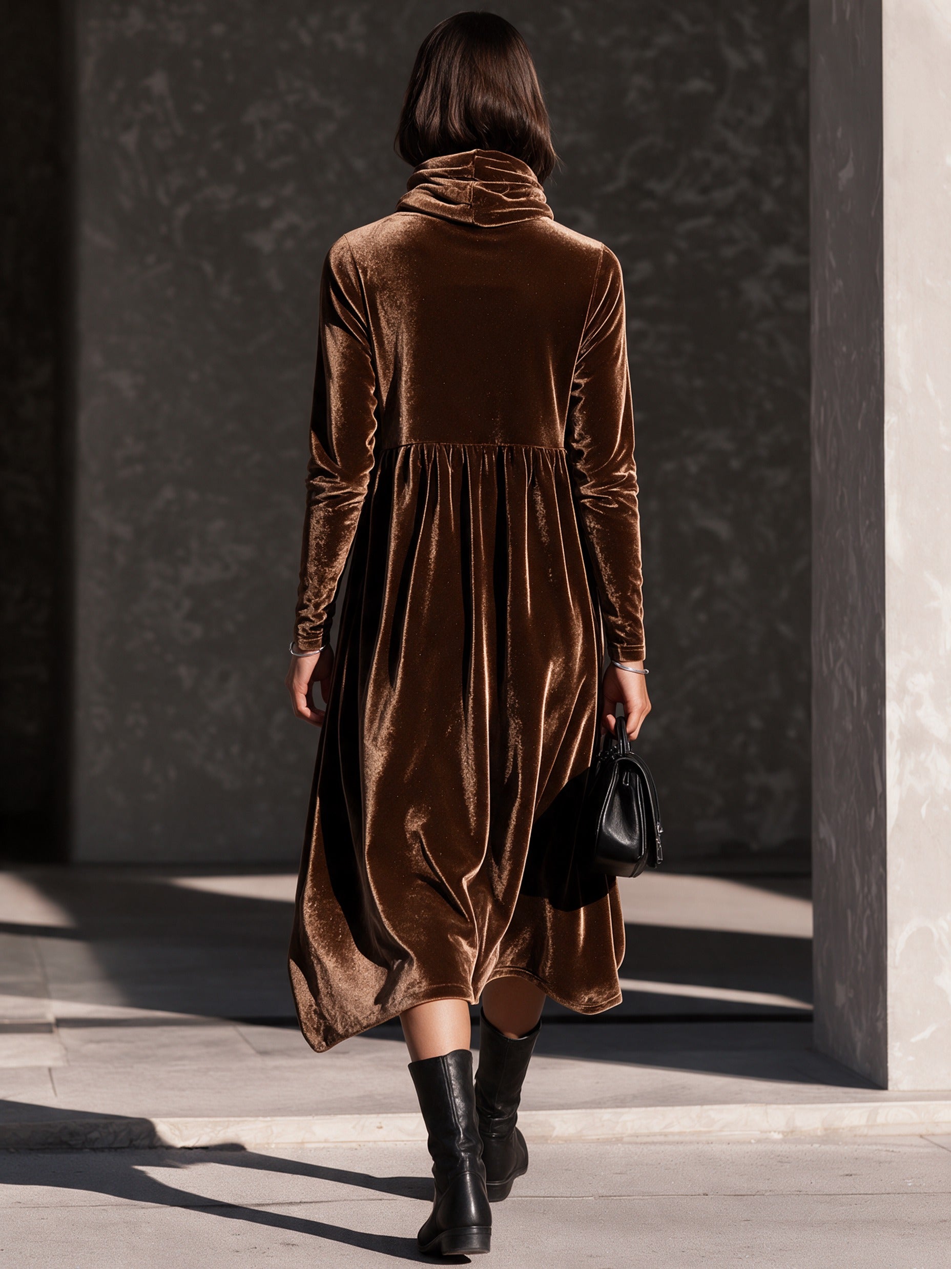 Women’s Elegant Loose-Fit Velvet Midi Dress