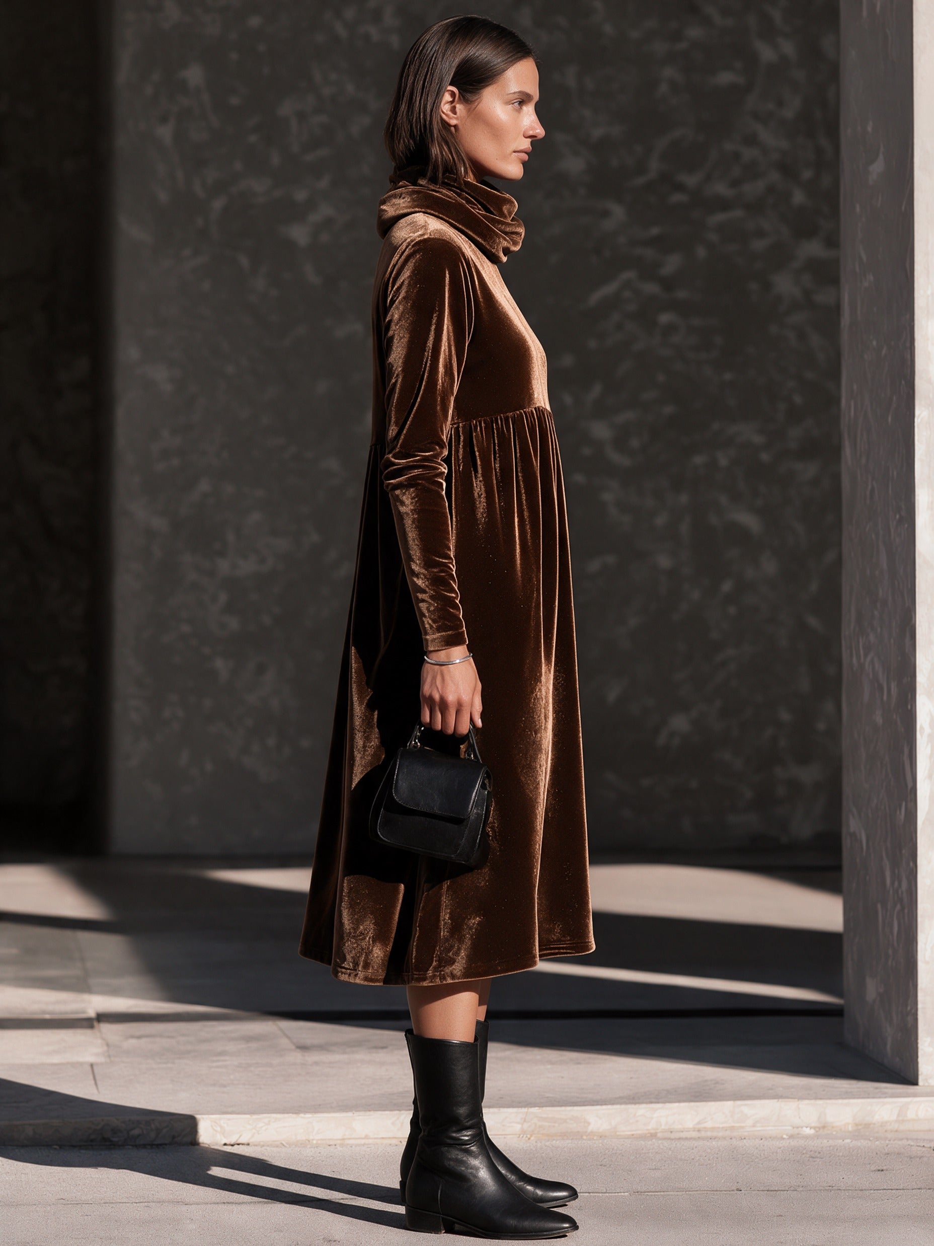 Women’s Elegant Loose-Fit Velvet Midi Dress