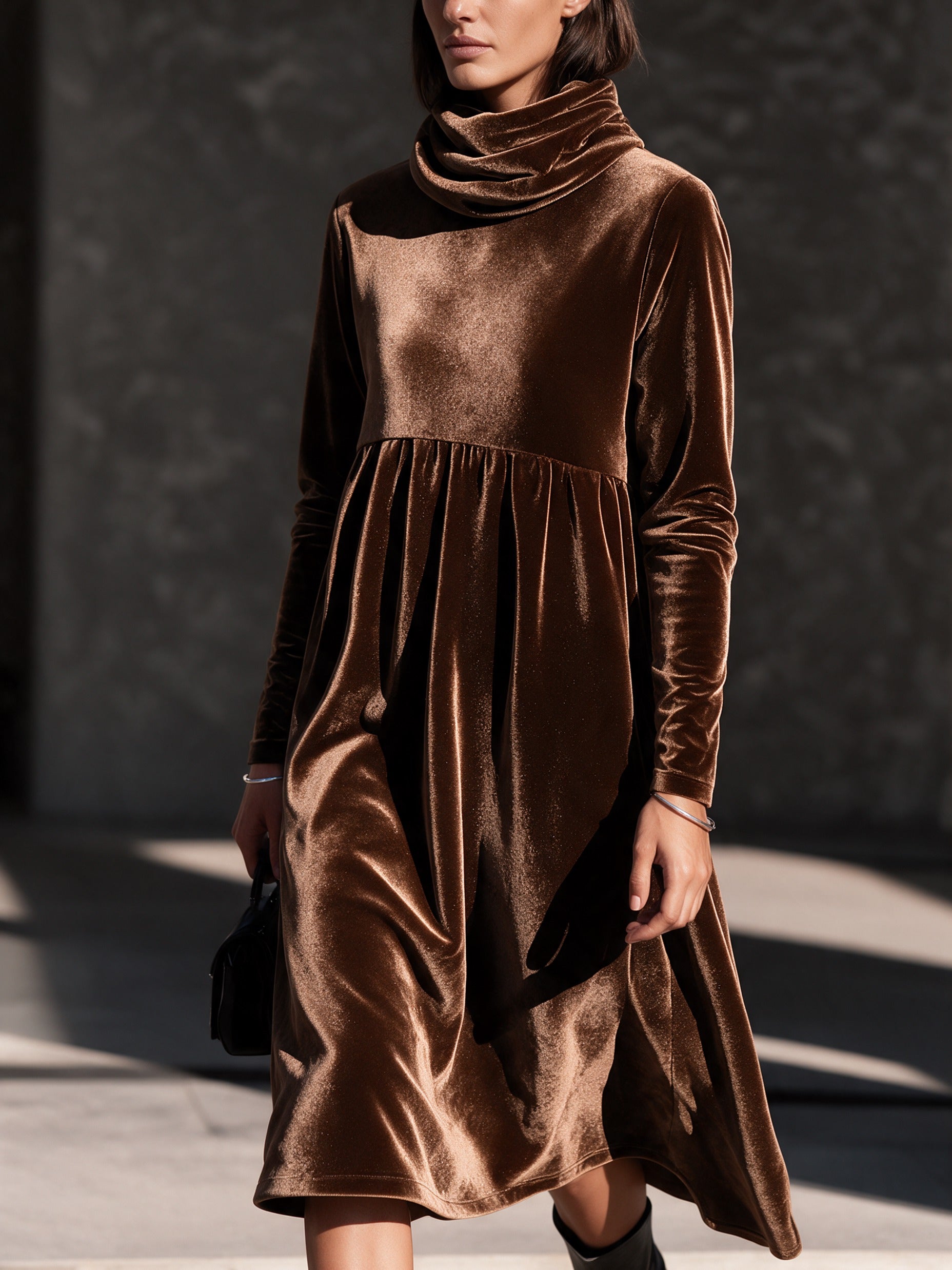 Women’s Elegant Loose-Fit Velvet Midi Dress