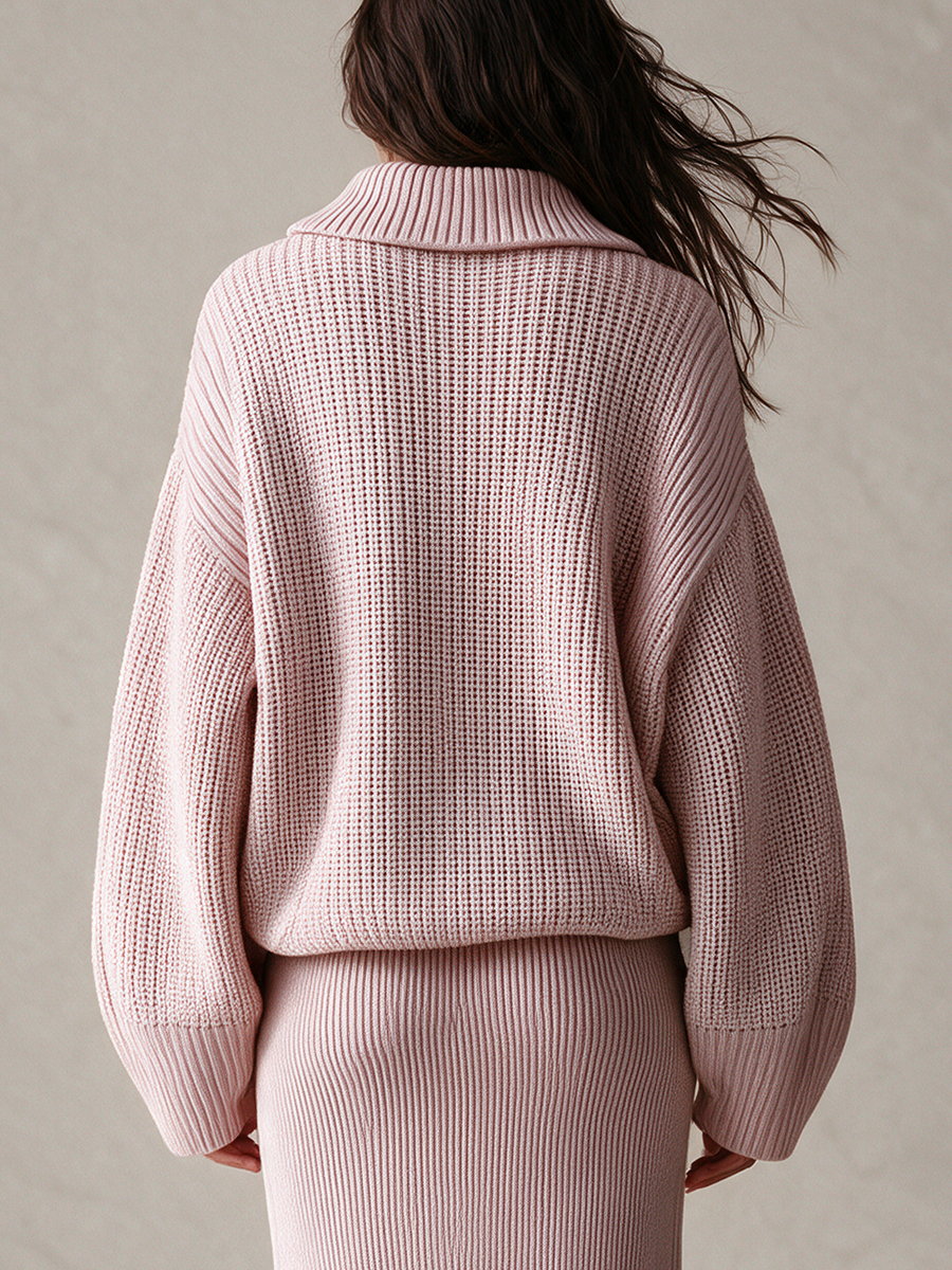 Women's Collared Button Front Chunky Knit Sweater
