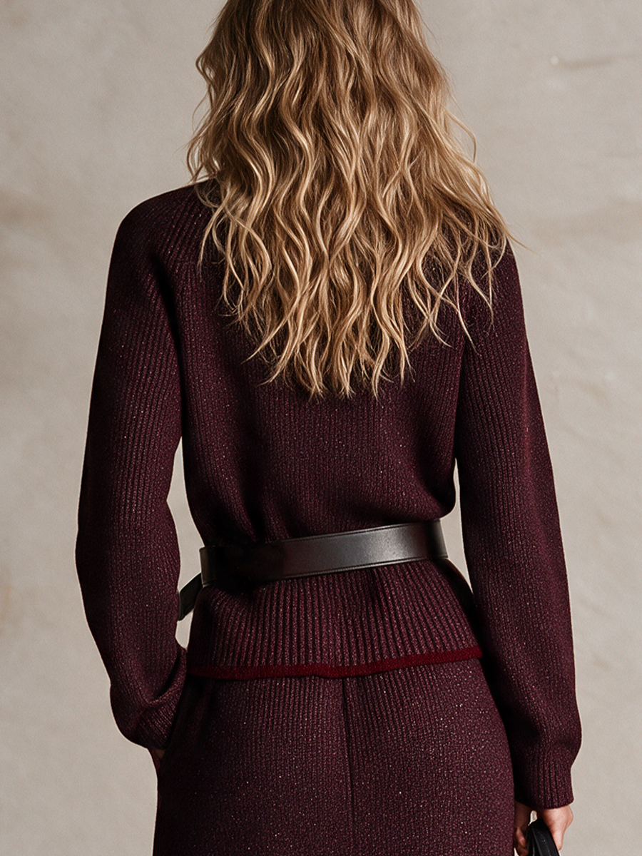 Women's Half-Zip Sparkle Rib Knit Sweater