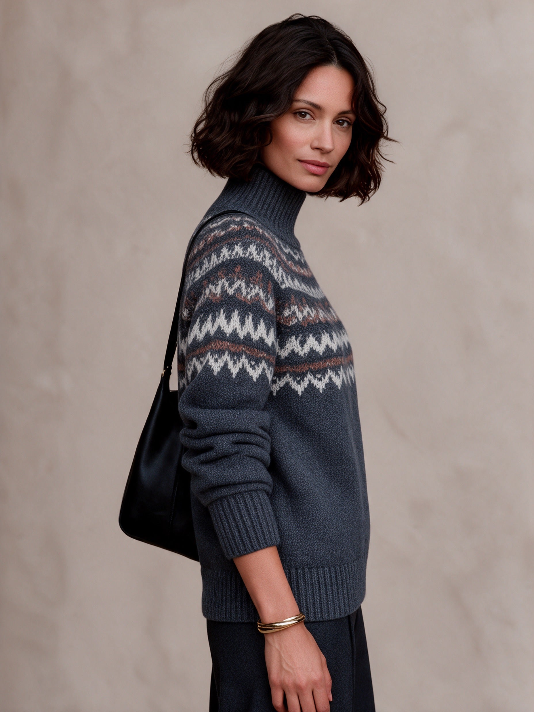 Women's Vintage Fair Isle Turtleneck Sweater