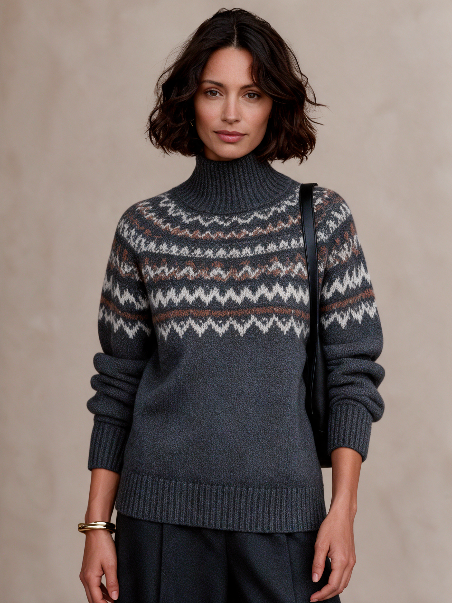 Women's Vintage Fair Isle Turtleneck Sweater