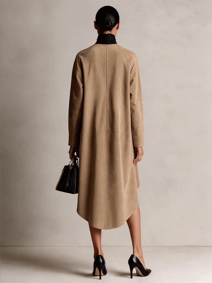Women's Elegant High-Low Tie-Neck Mini Dress