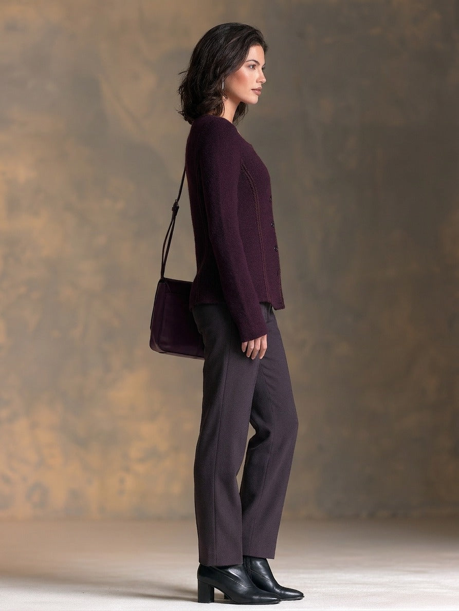 Women’s Vintage Single-breasted Slim-fit Collarless Cardigan
