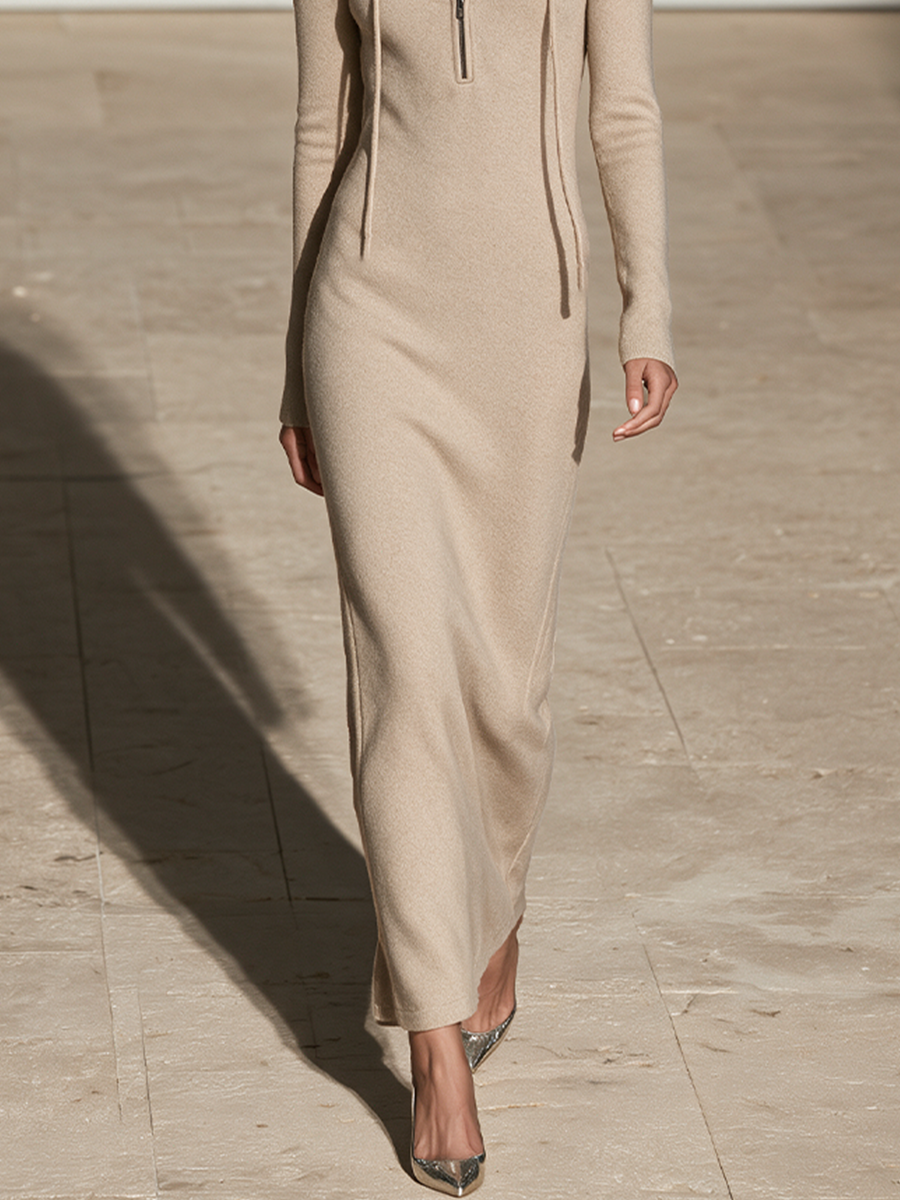 Women's Half Zip Hooded Dress