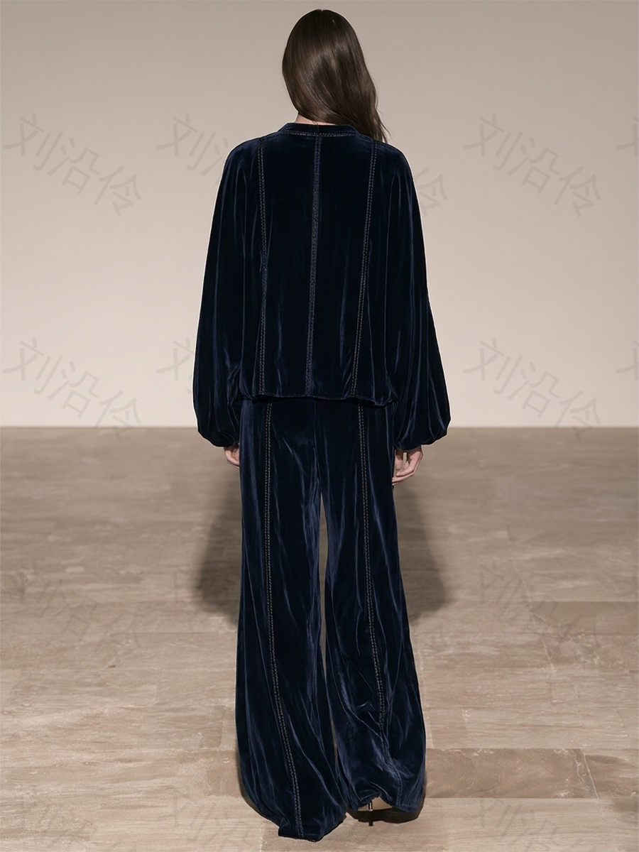 Women's Relaxed Zip Set Navy Resort Formal