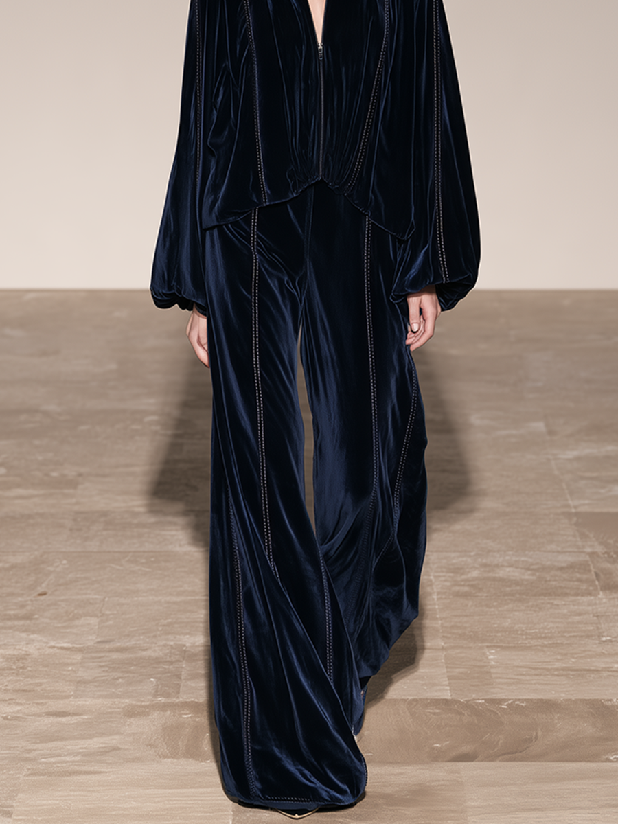 Women's Relaxed Zip Set Navy Resort Formal