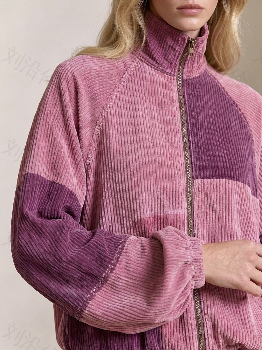 Women's Patchwork Wide Leg Set Pink Purple