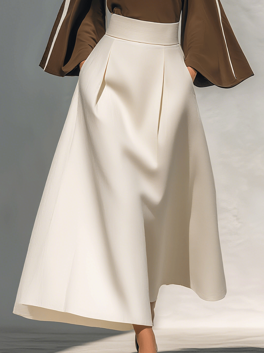 Women's Elegant Retro Bell Sleeve High Waist Chiffon Two-Piece Set MDA2913G6I
