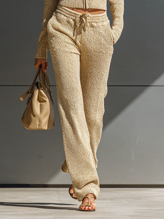 Women's Fashion Slim Fit Knitted Hooded Cardigan Pants Set MDA1466H4Y