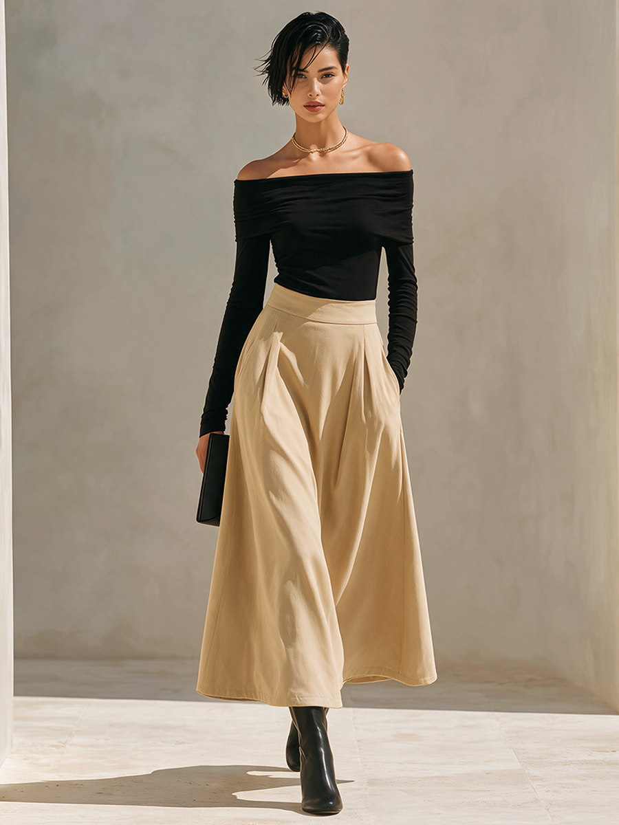 Women's Stretch Knit Top And Cotton-Blend Skirt Set MDZ0707I5ZRK