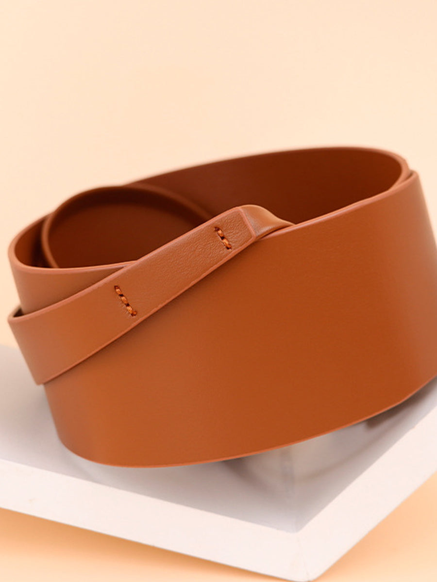 Women's Fashion Imitation Leather Tie Band Wide Belt MDA0120H1Y