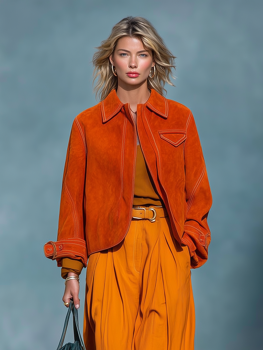 Women's Minimalist Faux Suede Zip-Up Cropped Jacket MDA1875I3Y