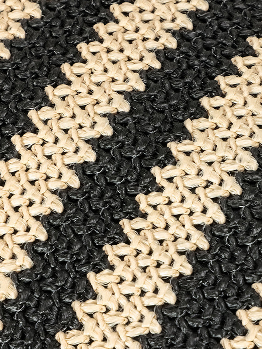 Women's Contrast Striped Vintage Straw Shoulder Bag MDA0831H2Y