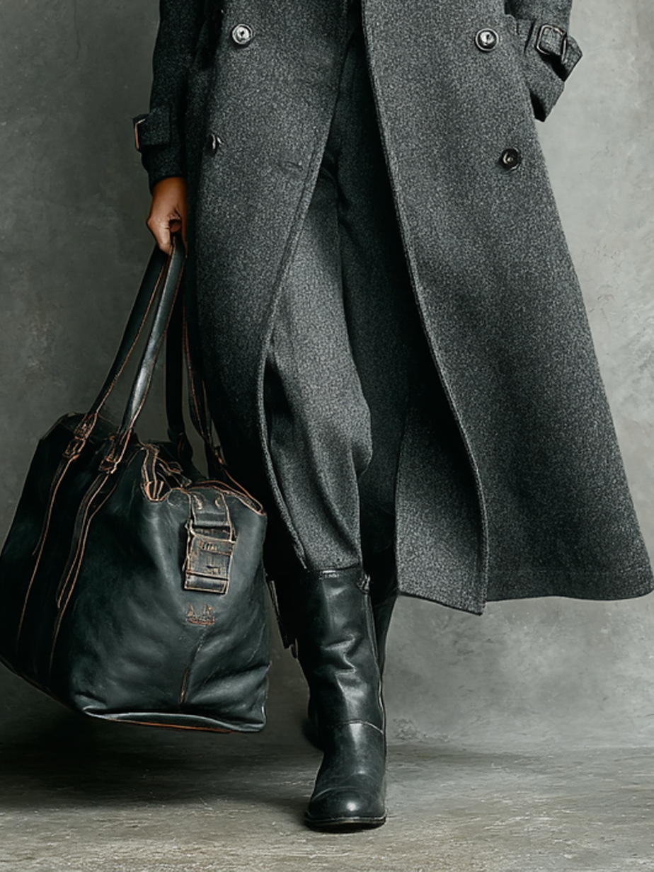 Women's Wool Blend Double-breasted Long Coat MDA2193J7Y