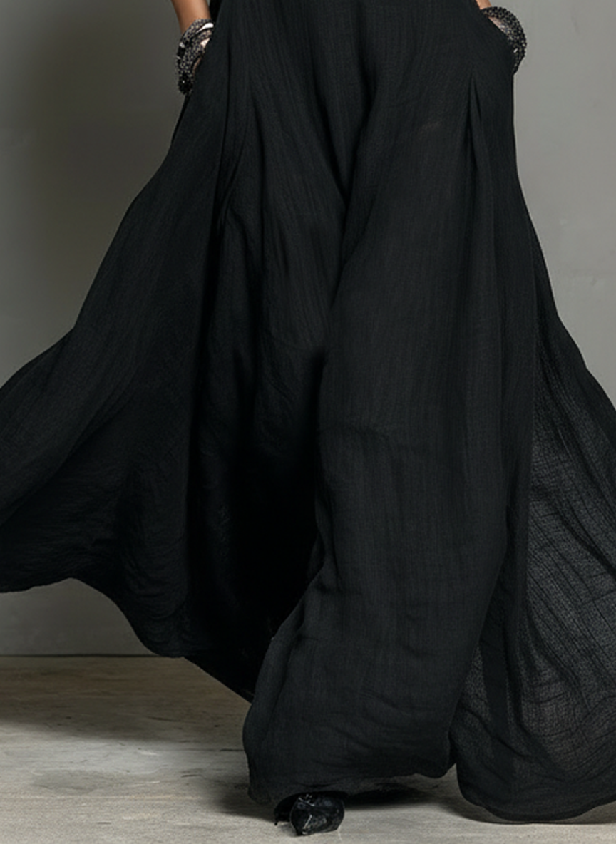 Women's Minimalist Linen Blend Halter Neck Sleeveless Maxi Dress MDZ2210A0Y