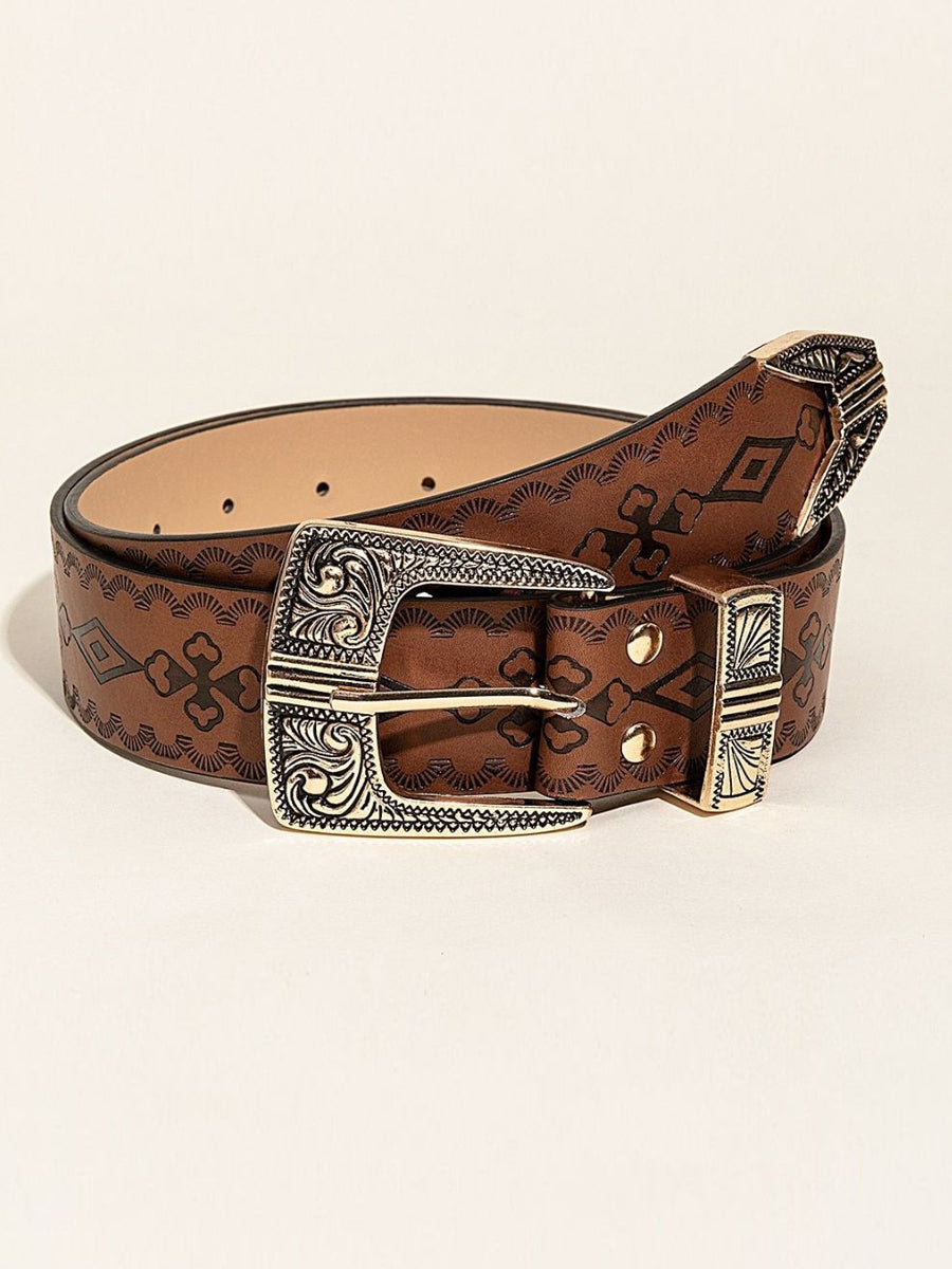 Women's Fashion Western Style Patterned Belt MDA0127H2Y