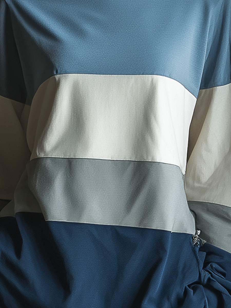 Women Multi-Tone Cotton Blend Casual Relaxed Fit Hoodie Dress MDA1748L9T