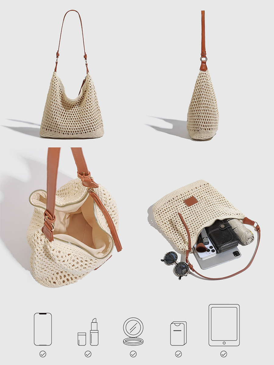 Women's Woven Hollow Bag Beach Bag Shoulder Bag MDA0430H3T