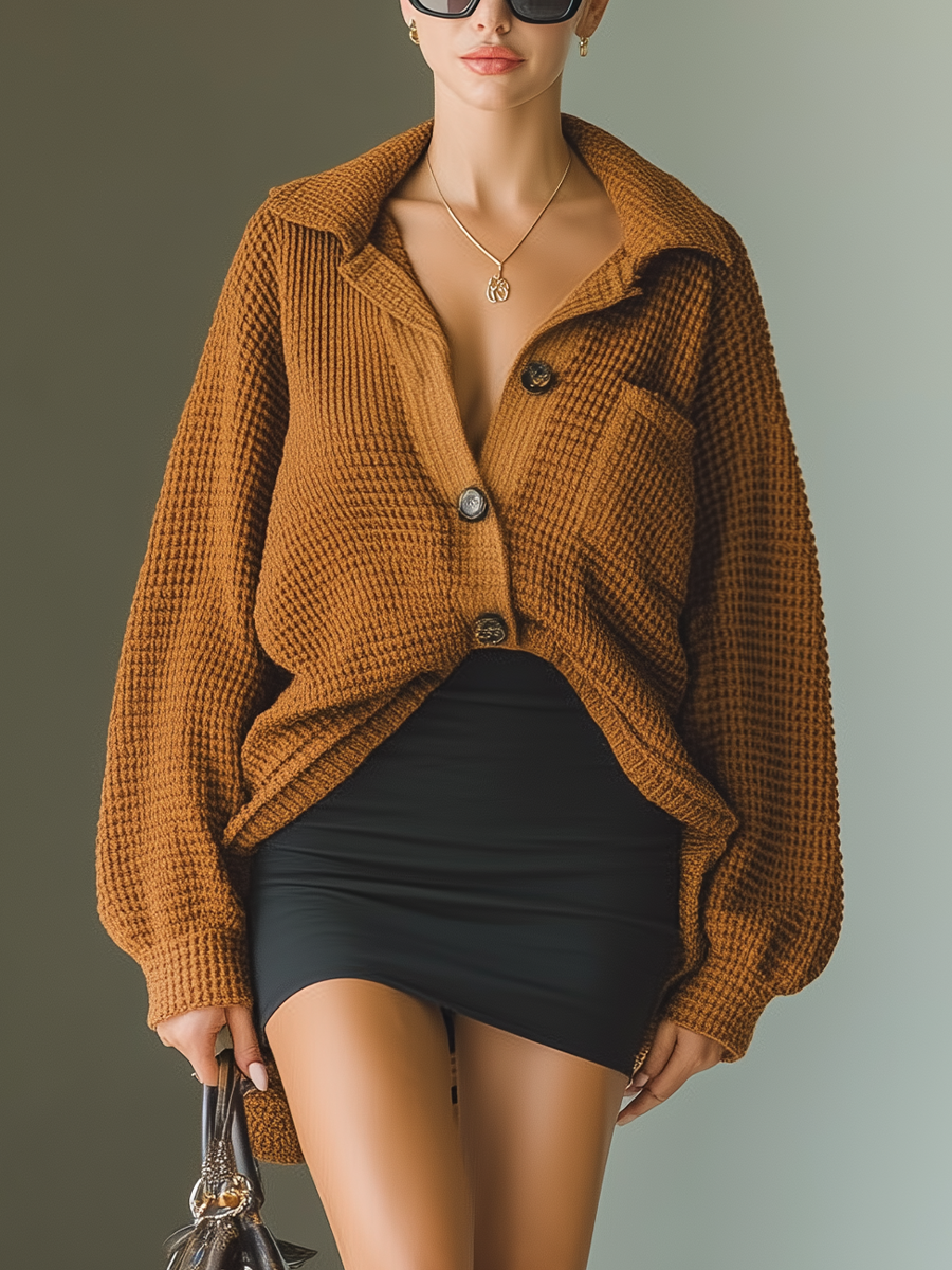 Women's Caramel Vintage Knit Cardigan MDA1780I7T