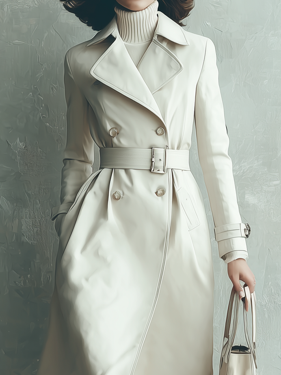 Women's Off-white Blended Thin Coat MDA2682H9T