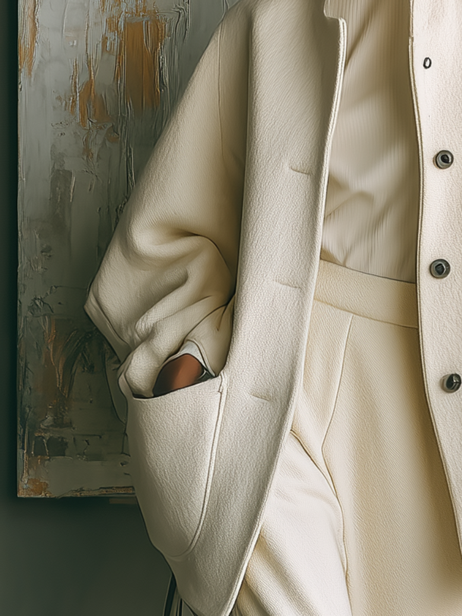 Women's Beige Wool Simple Coat MDA0994I7T