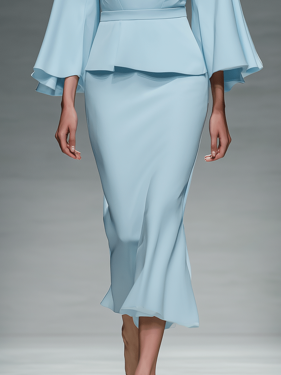 Women's Elegant Satin Wide Sleeve Comfort Two-piece Set MDA2900G1I