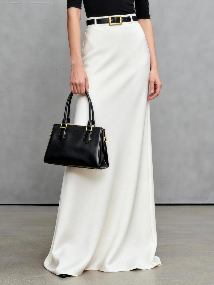 Women's Minimalist Stretchy Fitted Mid-sleeved T-shirt And Straight-cut Skirt Set MDZ0540A3Y