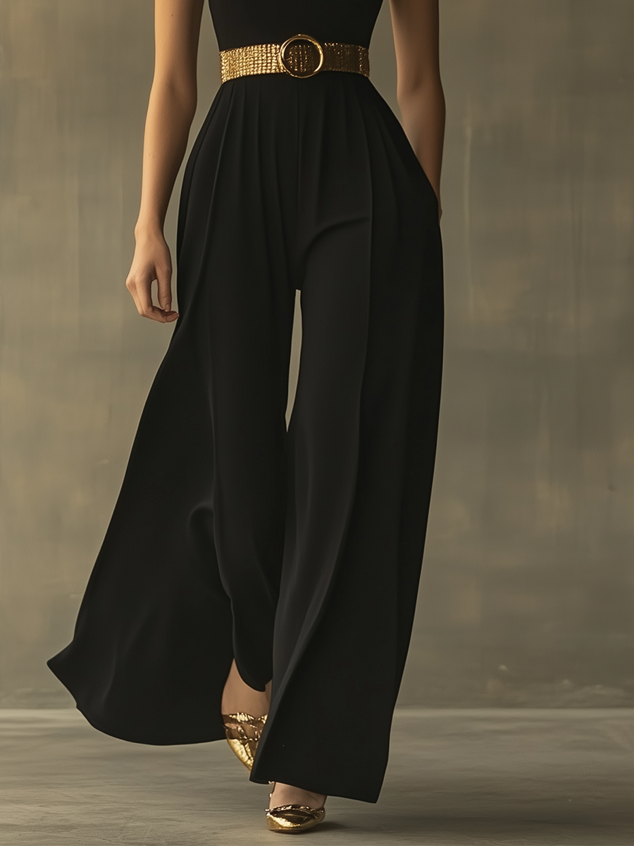 Women's Sleeveless High-Neck Wide-Leg Jumpsuit MDA2195G1T