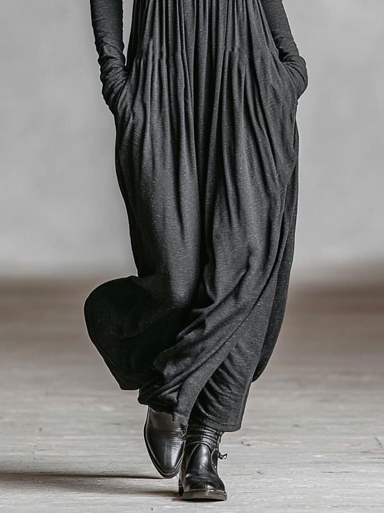 Women's Casual High-neck Loose Maxi Dress MDA0723H0Y