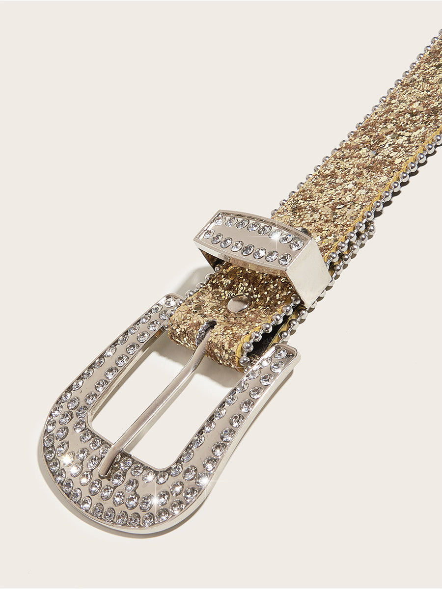 Women's Glamorous Rhinestone - Embellished Buckle Belt MDA1645H3I
