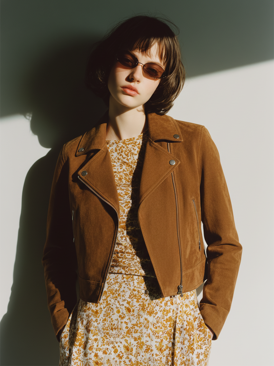 Women's Brown Soft Faux Suede Short Jacket MDA2853K4I