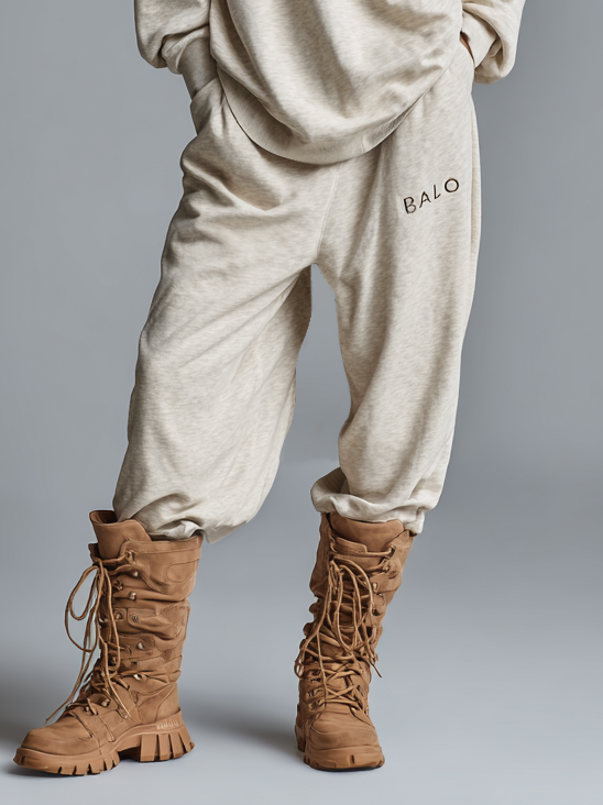 Women's Loose Letter Embroidered Round Neck Sweatshirt And Sweatpants Set MDA0740H9Y