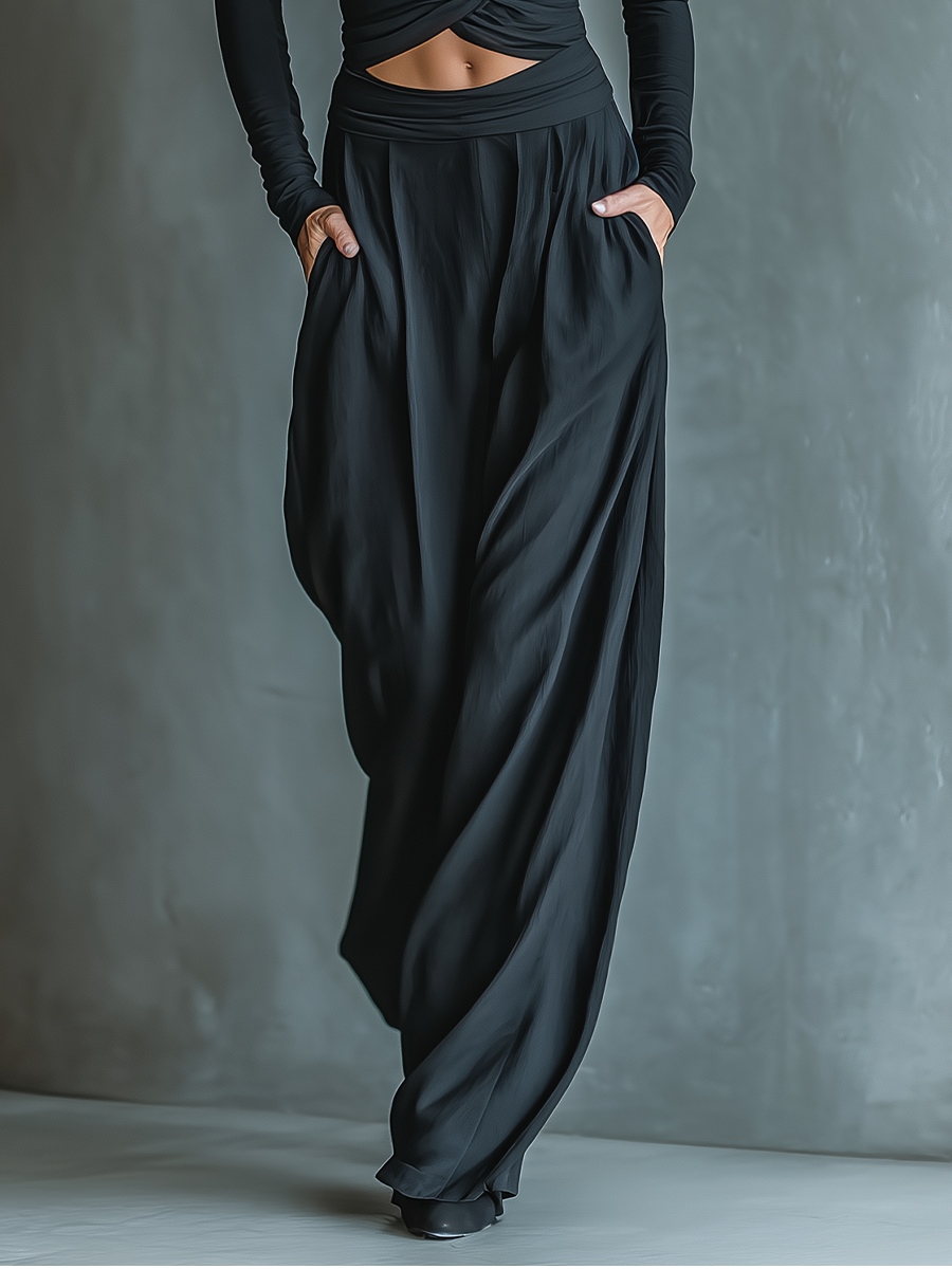 Women's Black Crop Top Jumpsuit MDA2941G5T