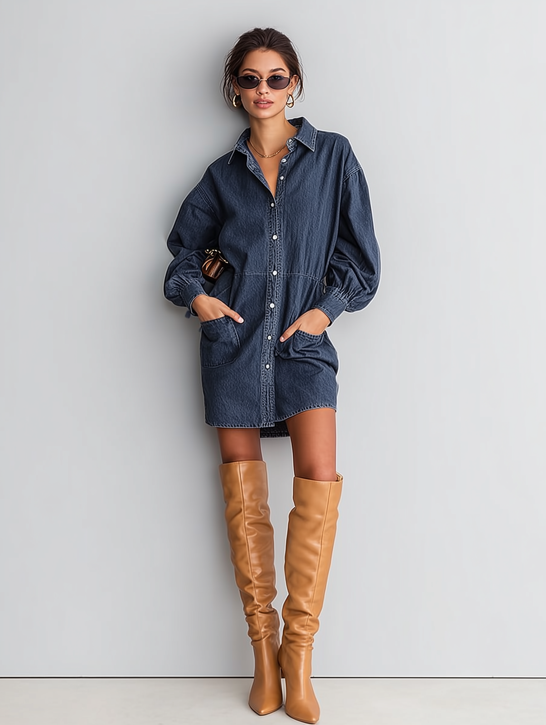 Women's Minimalist Single-breasted Lapel Mini Dress MDA1690L4Y