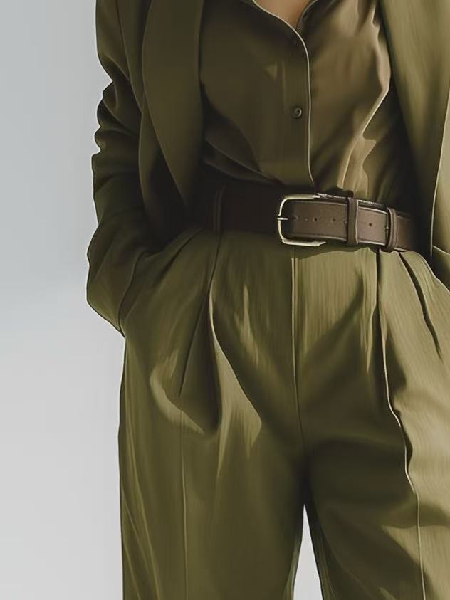 Women's Elegant And Sophisticated Dark Green Oversized Casual Suit MDA0599K4AN