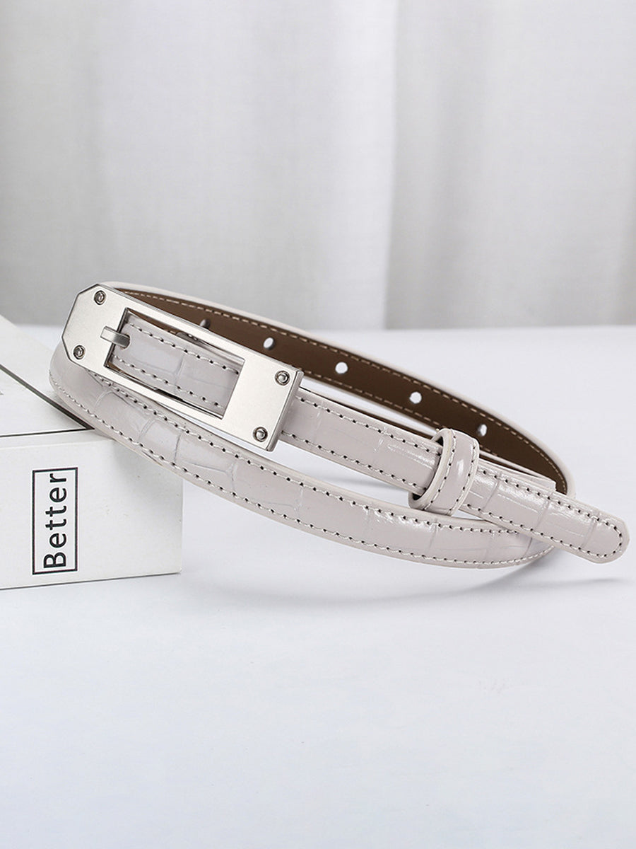 Women's Fashionable Alligator Leather Thin Belt MDA0196H6Y