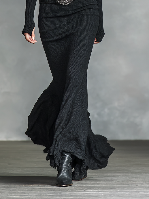 Women's Knitted V-neck Slim Long Sleeves Maxi Dress (Without Belt)MDA0717H5Y